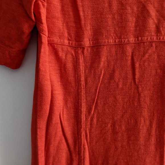 Eileen Fisher Hemp Organic Cotton Orange Short Sleeve V-Neck Dress - S - Picture 9 of 9